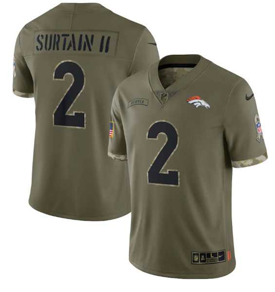 Men's Denver Broncos #2 Pat Surtain II 2022 Olive Salute To Service Limited Stitched Jersey,We sell and wholesale Men's Denver Broncos #2 Pat Surtain II 2022 Olive Salute To Service Limited Stitched Jersey on line form chian!